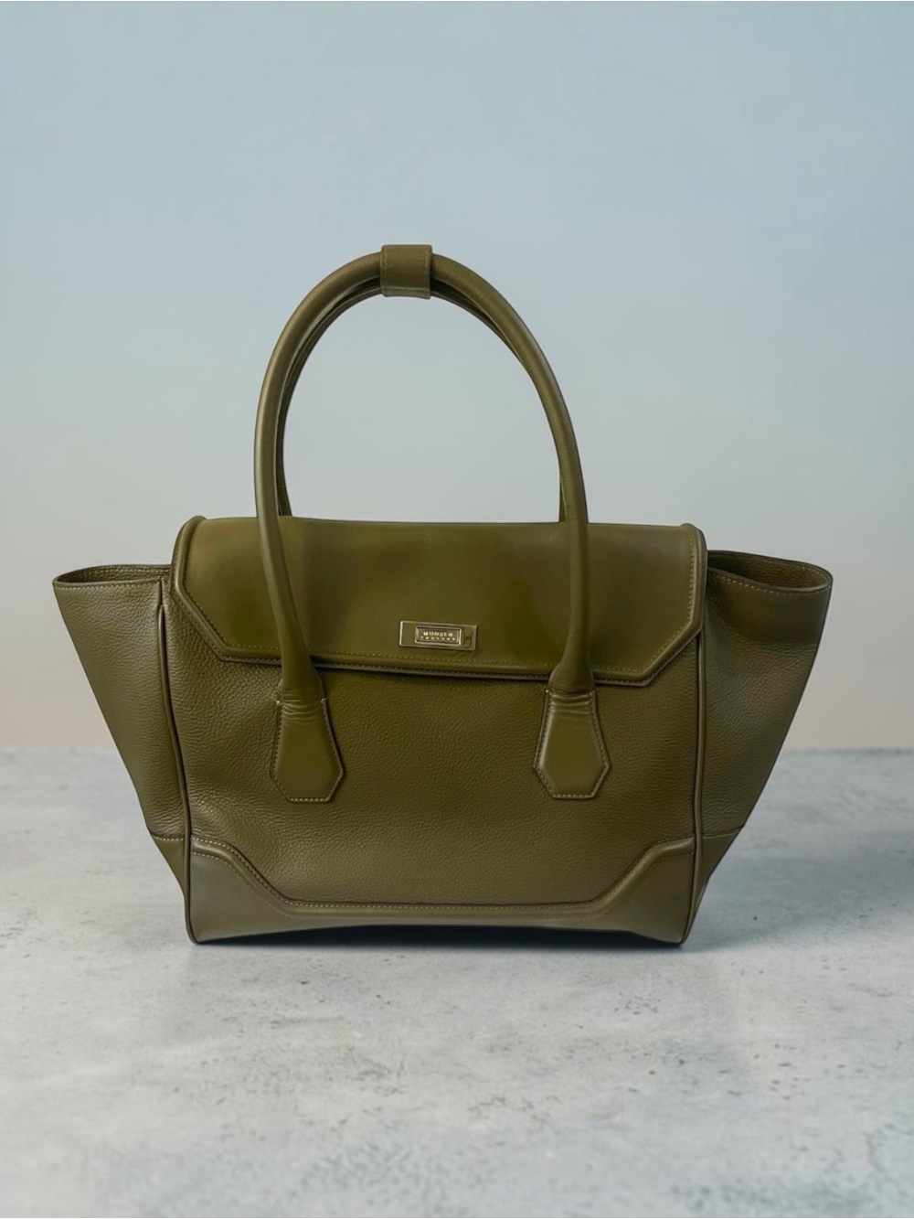 MODALU ENGLAND OLIVE GREEN LEATHER SATCHEL BAG